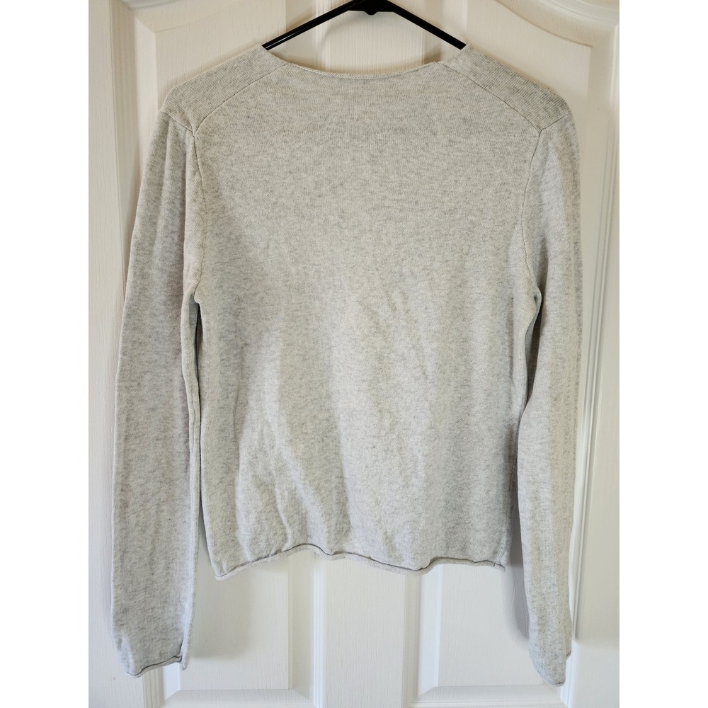 Brandy Melville Light Gray V-Neck Cotton Knit Sweater MNJ226 One Size - Picture 2 of 6